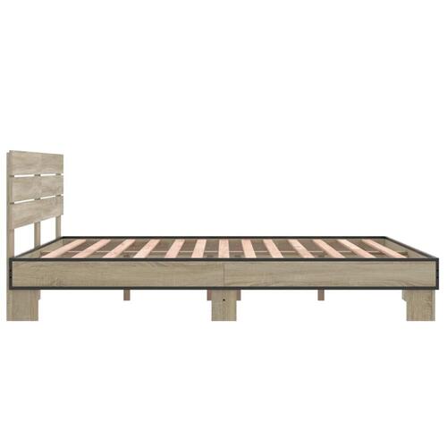 Sengestel 160x200 cm konstrueret træ og metal sonoma-eg