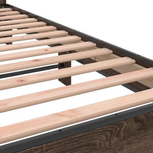 Sengestel 150x200 cm konstrueret træ og metal brun egetræ