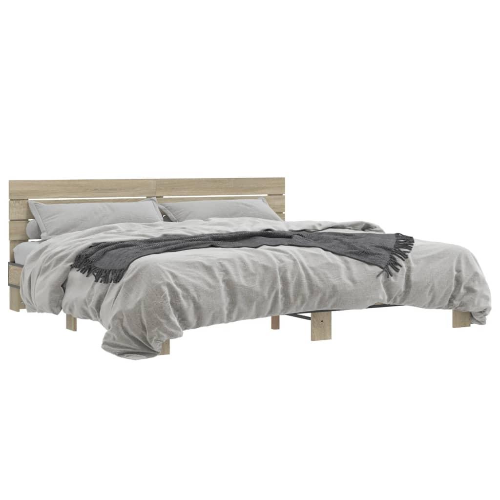 Sengestel 180x200 cm konstrueret træ og metal sonoma-eg