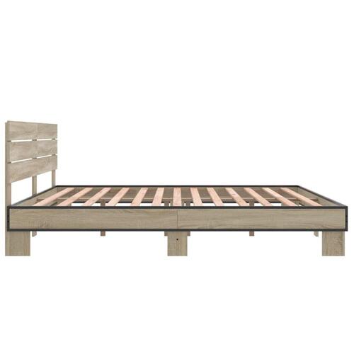 Sengestel 180x200 cm konstrueret træ og metal sonoma-eg