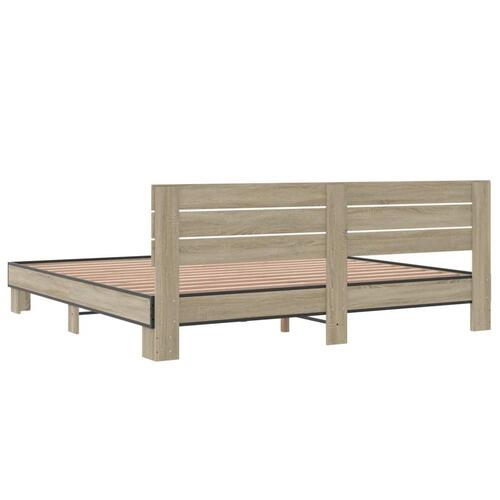 Sengestel 180x200 cm konstrueret træ og metal sonoma-eg
