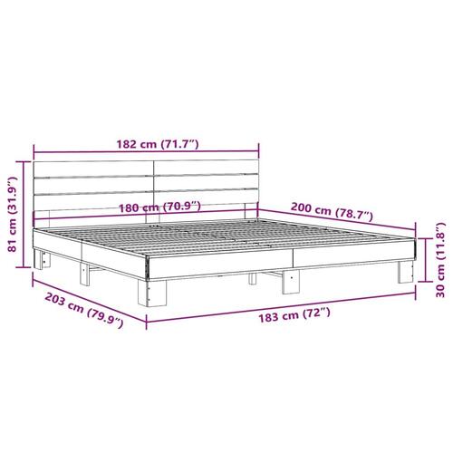 Sengestel 180x200 cm konstrueret træ og metal sonoma-eg