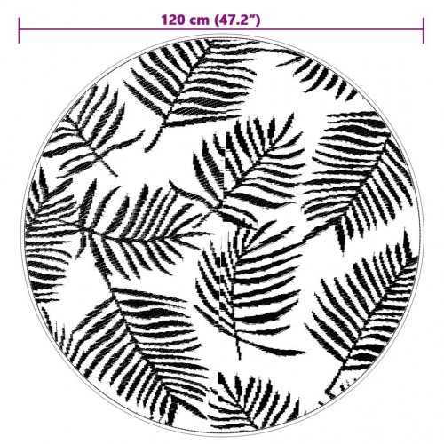 Udendørs gulvtæppe ARAKIL Ø120 PP hvid og sort