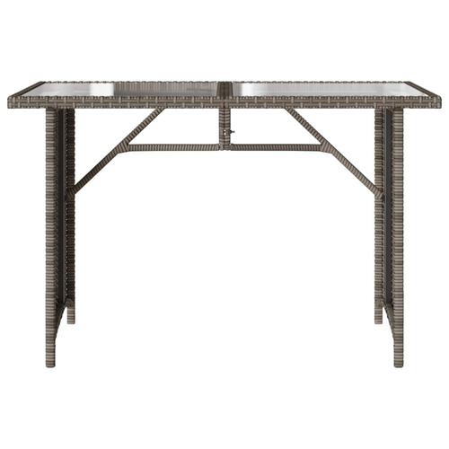 Havebord med glastop 110x68x70 cm polyrattan grå