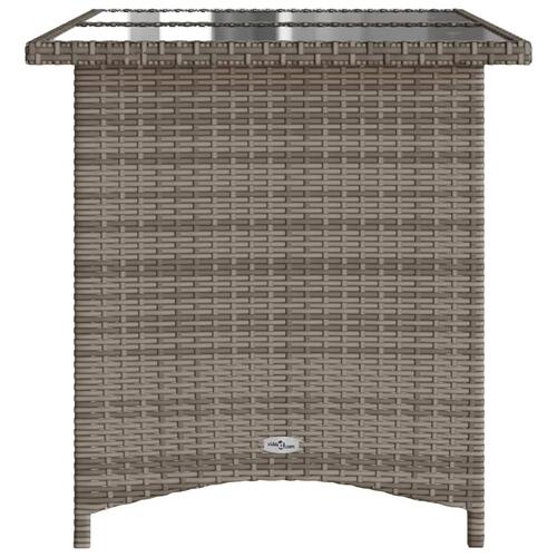 Havebord med glastop 110x68x70 cm polyrattan grå