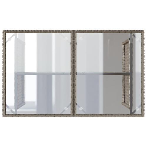 Havebord med glastop 110x68x70 cm polyrattan grå