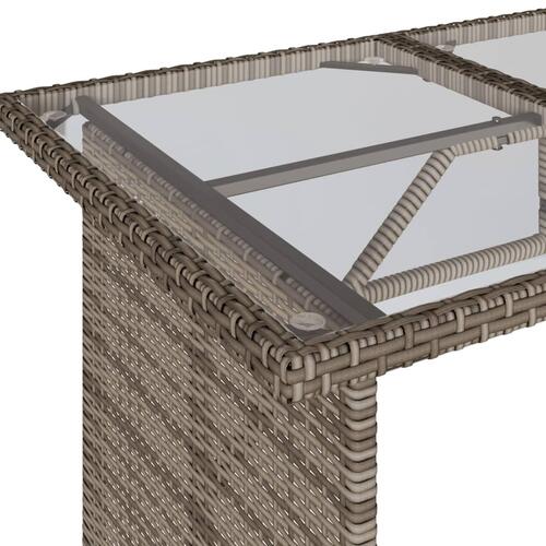 Havebord med glastop 110x68x70 cm polyrattan grå