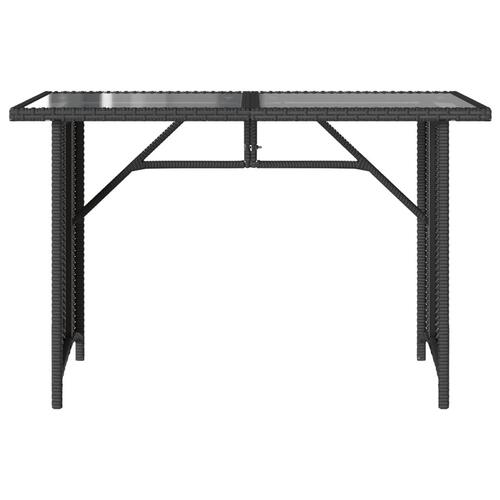 Havebord med glastop 110x68x70 cm polyrattan sort