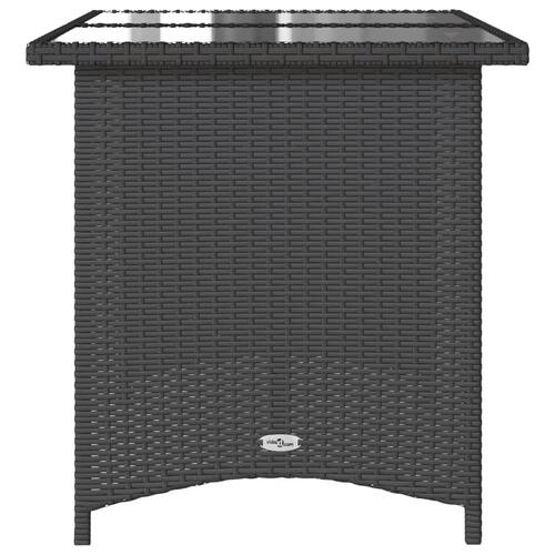 Havebord med glastop 110x68x70 cm polyrattan sort