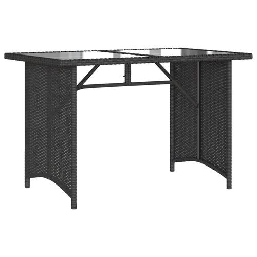 Havebord med glastop 110x68x70 cm polyrattan sort