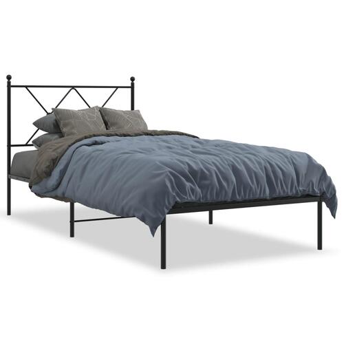 Sengeramme med sengegavl 90x200 cm metal sort