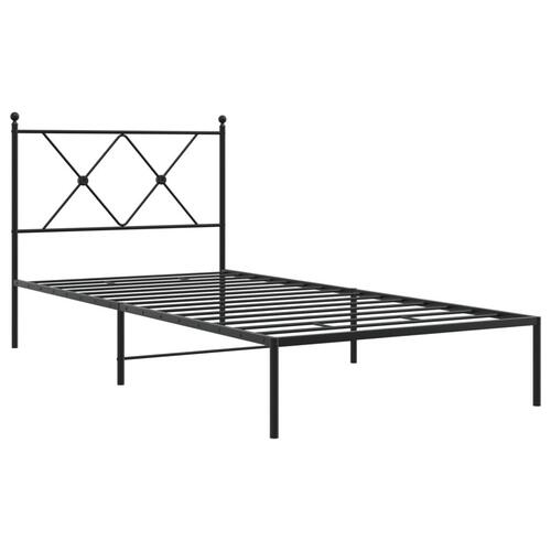 Sengeramme med sengegavl 90x200 cm metal sort