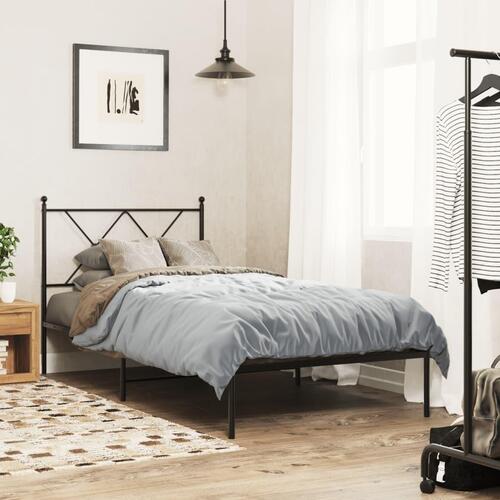 Sengeramme med sengegavl 90x200 cm metal sort