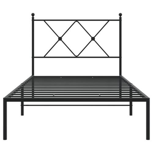Sengeramme med sengegavl 90x200 cm metal sort