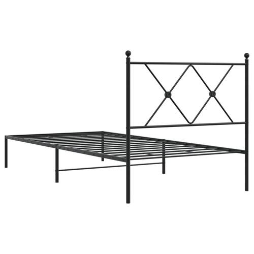 Sengeramme med sengegavl 90x200 cm metal sort