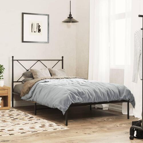 Sengeramme med sengegavl 100x200 cm metal sort