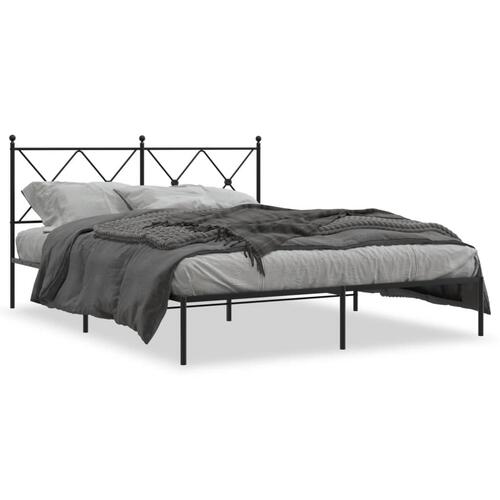 Sengeramme med sengegavl 150x200 cm metal sort