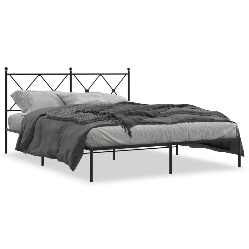 Sengeramme med sengegavl 150x200 cm metal sort