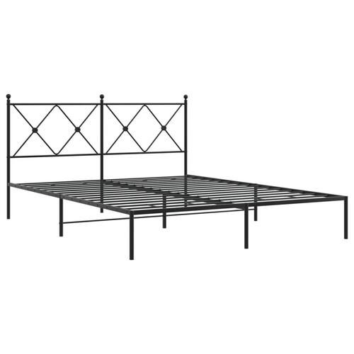Sengeramme med sengegavl 150x200 cm metal sort