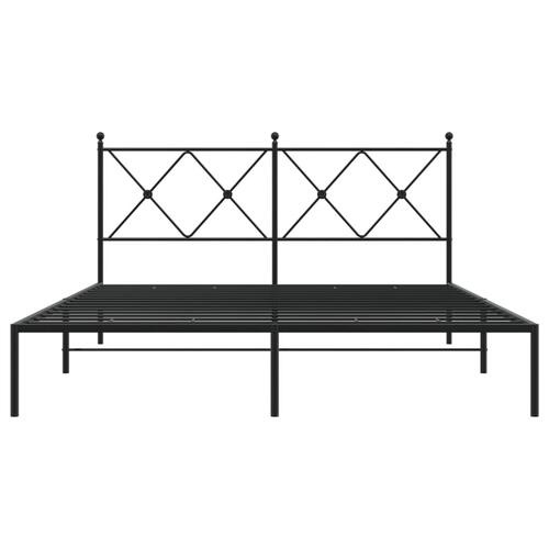 Sengeramme med sengegavl 150x200 cm metal sort