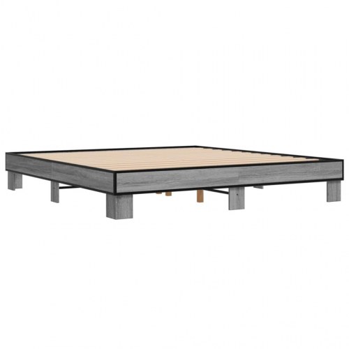Sengestel 200 x 200 cm i konstrueret træ og metal - grå sonoma-eg