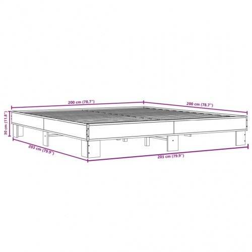Sengestel 200 x 200 cm i konstrueret træ og metal - grå sonoma-eg