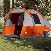 4-personers campingtelt vandafvisende grå og orange