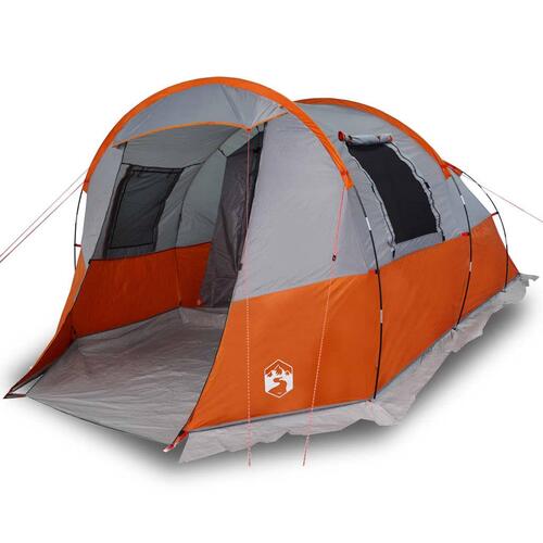 4-personers campingtelt vandafvisende grå og orange