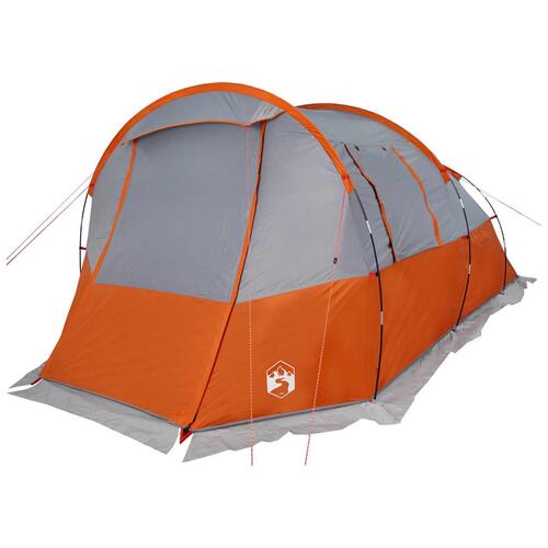 4-personers campingtelt vandafvisende grå og orange