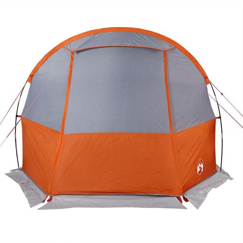 4-personers campingtelt vandafvisende grå og orange