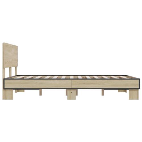 Sengestel 140x200 cm konstrueret træ og metal sonoma-eg
