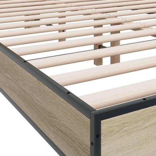 Sengestel 140x200 cm konstrueret træ og metal sonoma-eg