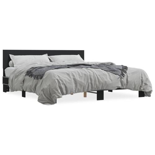 Sengestel 200x200 cm konstrueret træ og metal sort