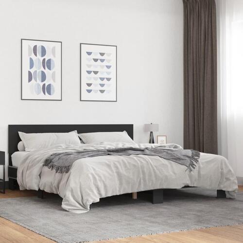 Sengestel 200x200 cm konstrueret træ og metal sort