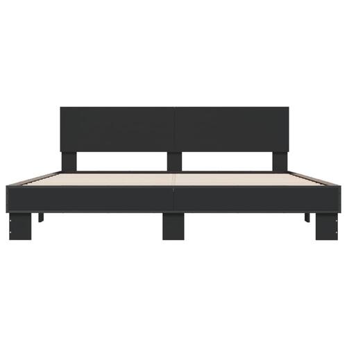 Sengestel 200x200 cm konstrueret træ og metal sort