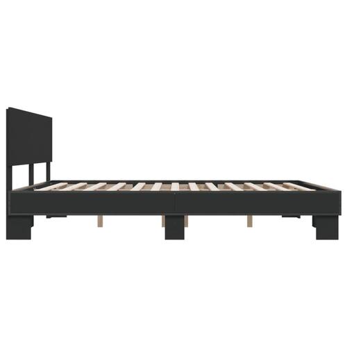 Sengestel 200x200 cm konstrueret træ og metal sort
