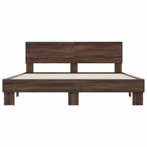 Sengestel 150x200 cm konstrueret træ og metal brun egetræ