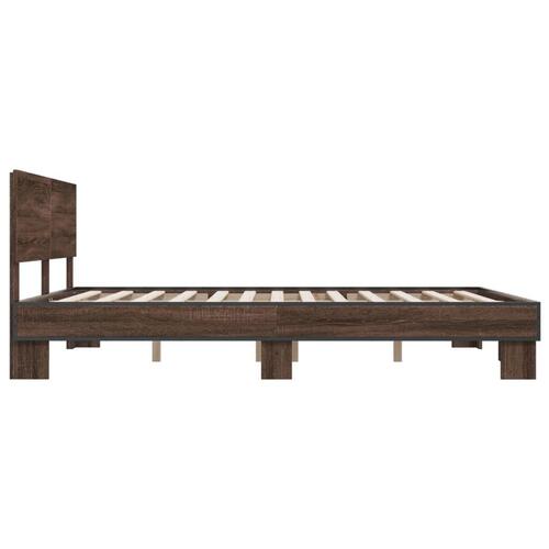 Sengestel 150x200 cm konstrueret træ og metal brun egetræ