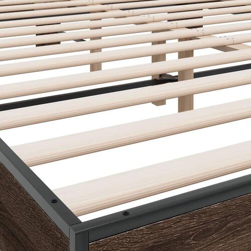 Sengestel 150x200 cm konstrueret træ og metal brun egetræ