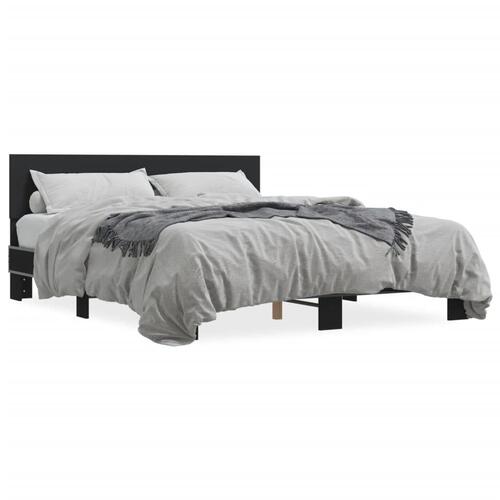 Sengestel 150x200 cm konstrueret træ og metal sort