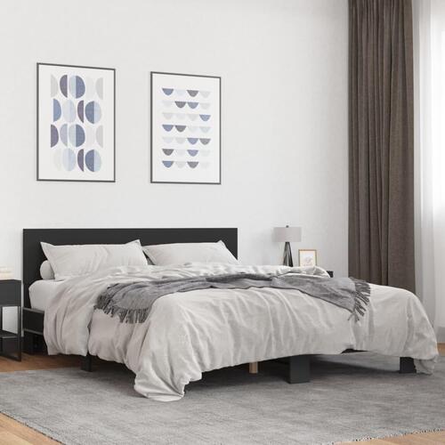 Sengestel 150x200 cm konstrueret træ og metal sort