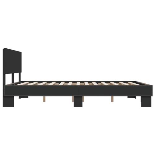 Sengestel 150x200 cm konstrueret træ og metal sort