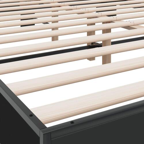 Sengestel 150x200 cm konstrueret træ og metal sort