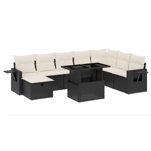Sofasæt til haven 9 dele med hynder polyrattan sort
