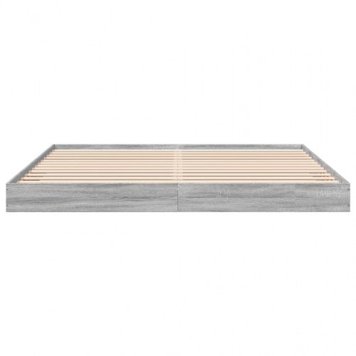 Sengestel 200x200 cm konstrueret træ grå sonoma-eg