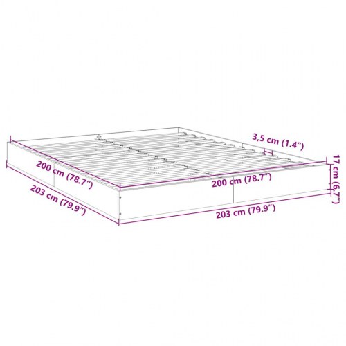 Sengestel 200x200 cm konstrueret træ grå sonoma-eg