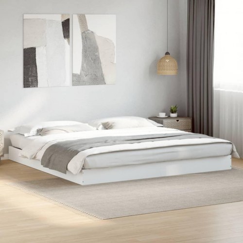 Sengestel 200x200 cm konstrueret træ hvid