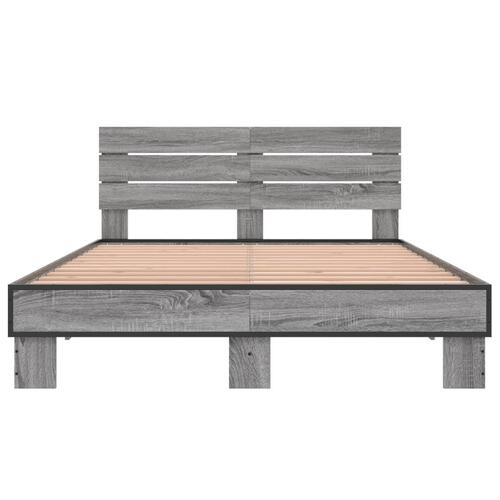 Sengestel 140x190 cm konstrueret træ og metal grå sonoma-eg