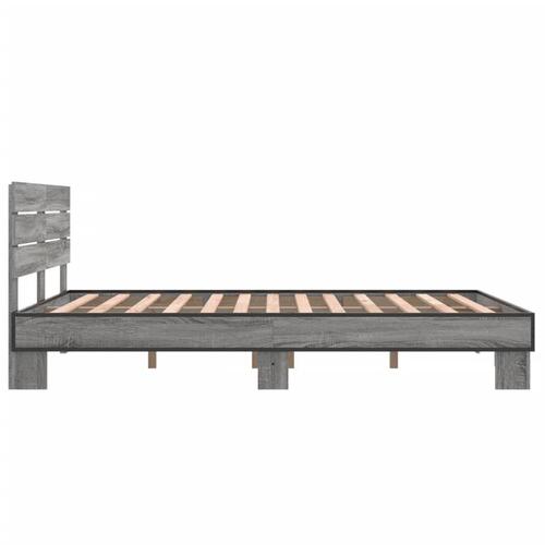 Sengestel 140x190 cm konstrueret træ og metal grå sonoma-eg