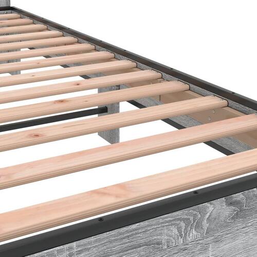 Sengestel 140x190 cm konstrueret træ og metal grå sonoma-eg